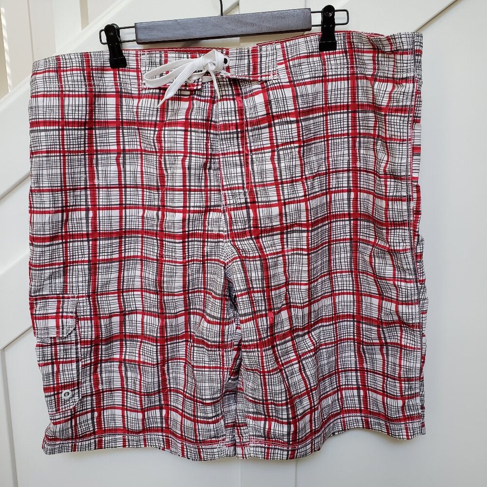 Mens plaid swim shorts